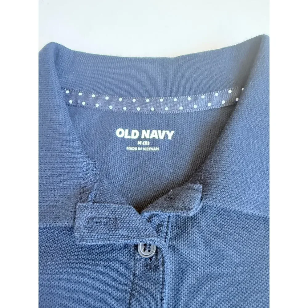 Old Navy Girls Size Medium 8 Navy Blue Long Sleeve Uniform Polo Shirt Bundle